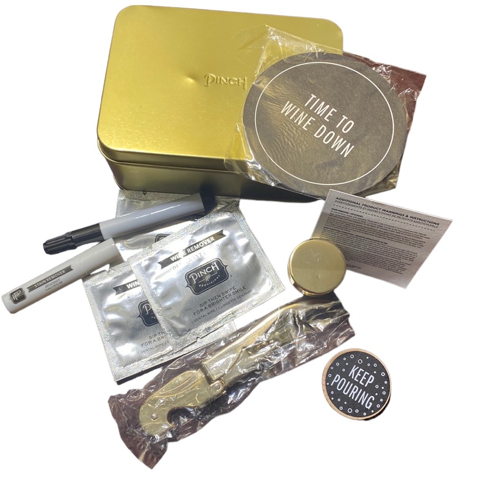 Pinch Provisions MINI WINE KIT, Viski 24k Gold Plated Corkscrew